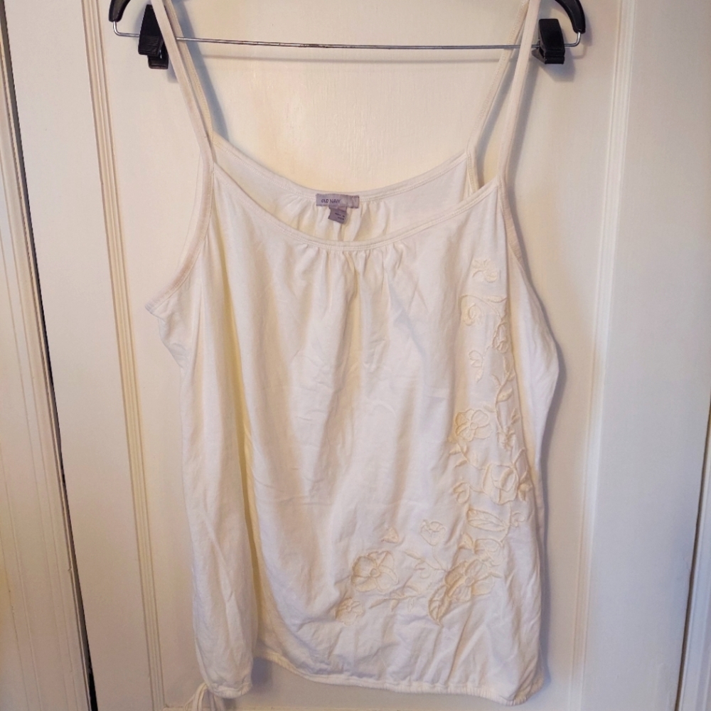 Embroidered Ivory Tank